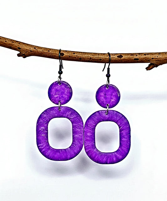 Purple Resincrete Earrings light 2.75inches