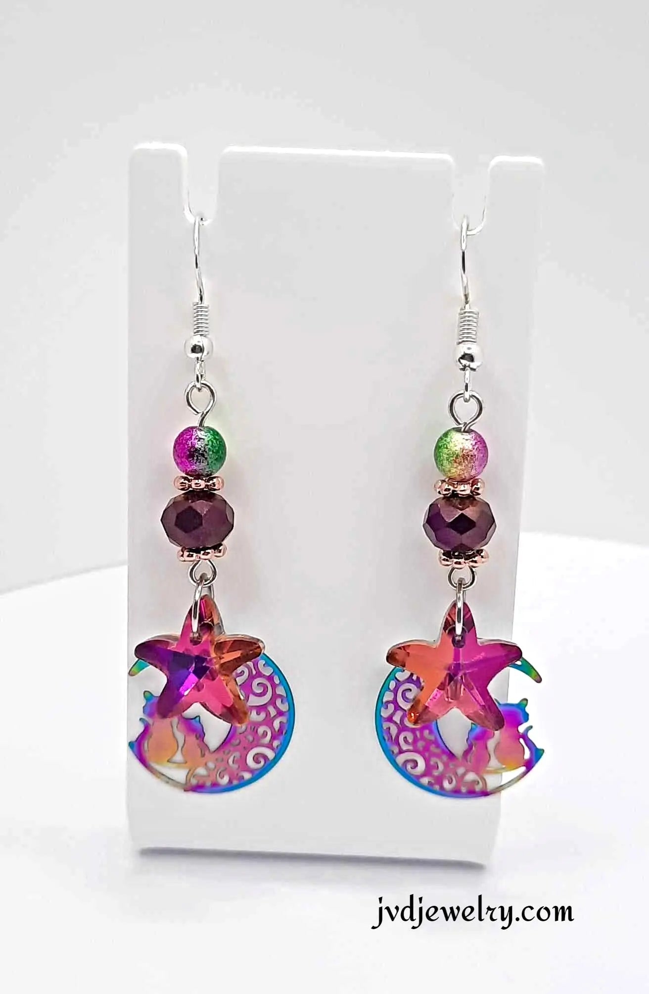 Cat on the moon Earrings with crystal