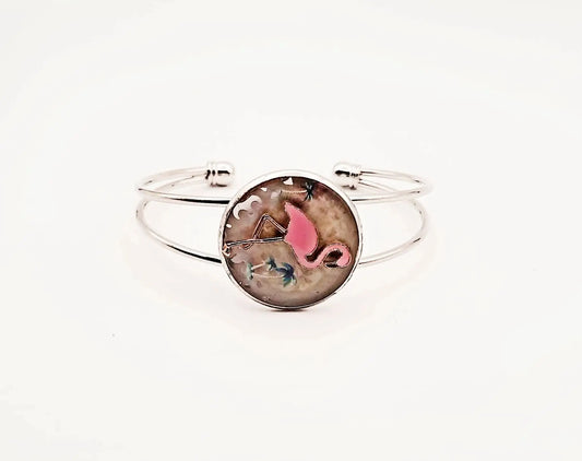 Flamingo on the beach adjustable handcrafted bracelet by Josie's - Image #1