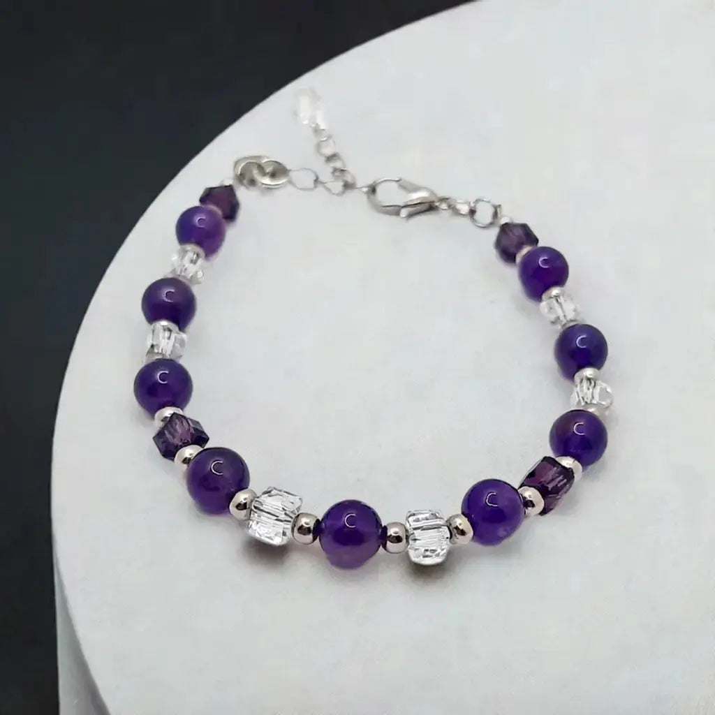 Purple Stone silver stone Bracelet