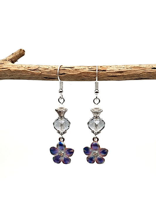 Hand Painted Flower Earrings - Artisan Floral Design | 2 Inches