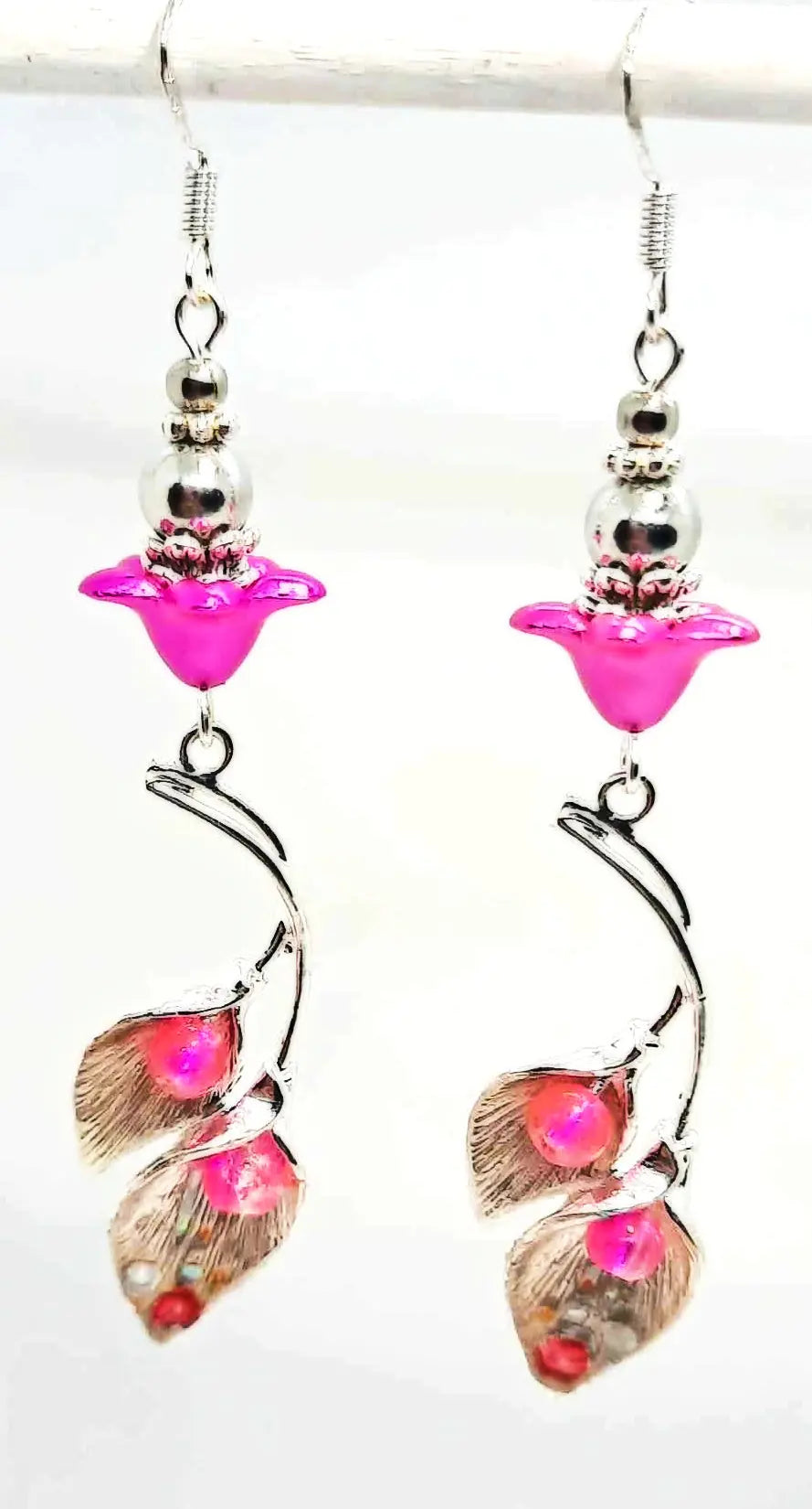 Silver pink Lily Earrings by Josie - Image #2