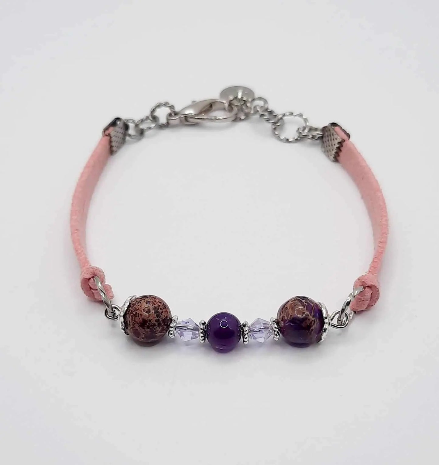 Pink Faux suede Purple Gemstone Bracelet - Image #8