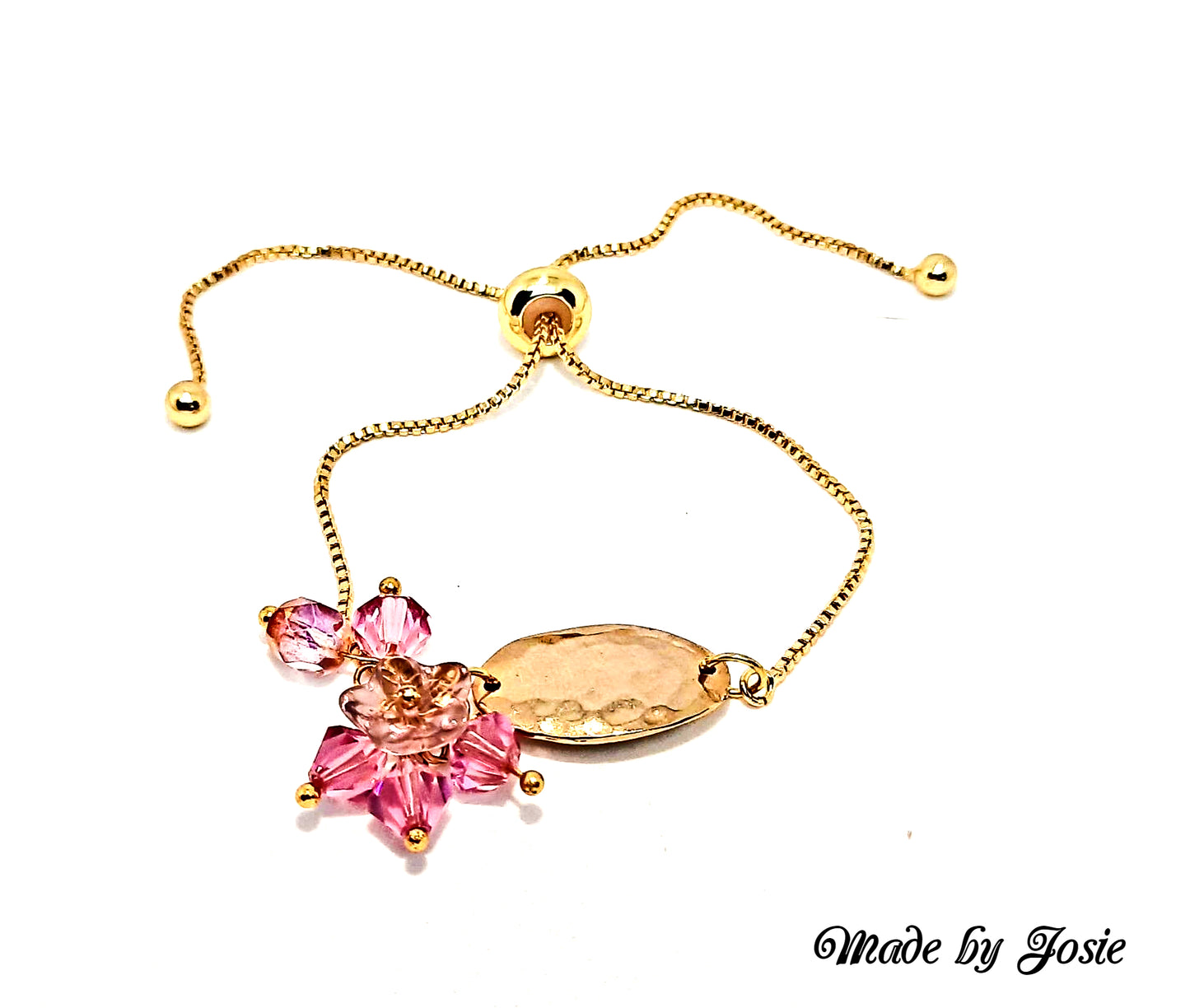 Gold-plated adjustable Swaroski pink beads