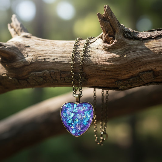 Unique Resin art pendant Necklace heart