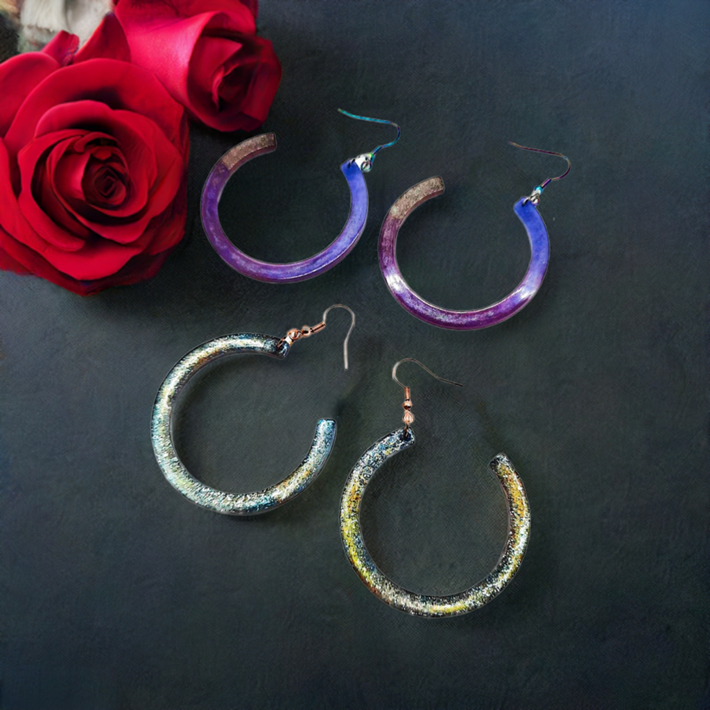 2 pairs Resin Earrings hoop