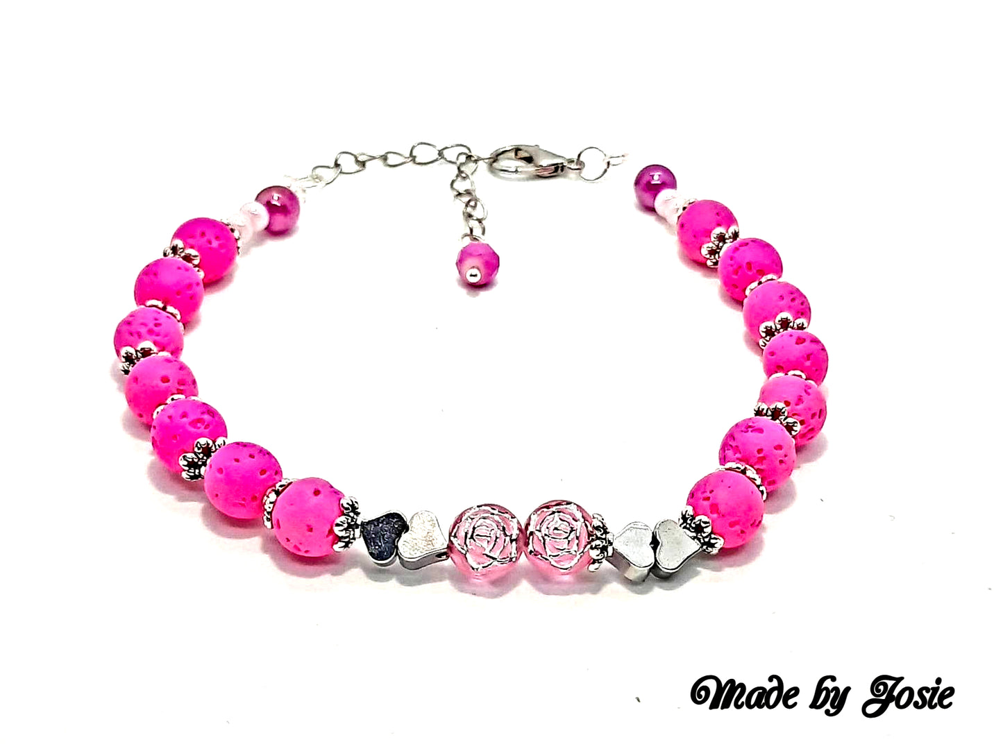 Pink lava 5mm beaded ankle bracelet