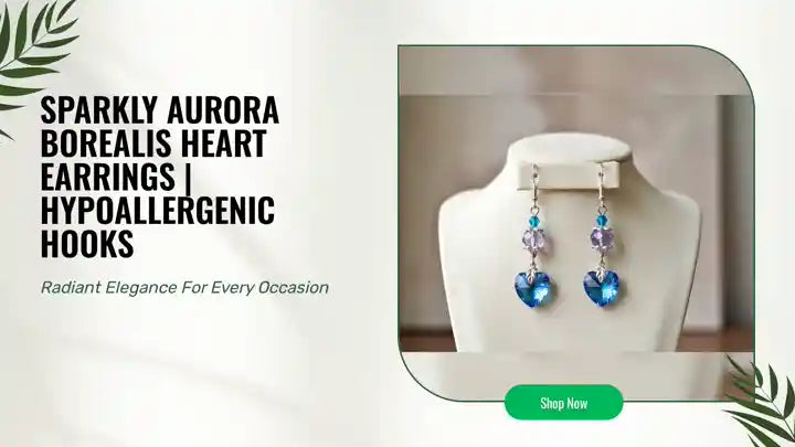Sparkly Aurora Borealis Heart Earrings | Hypoallergenic Hooks by@Outfy