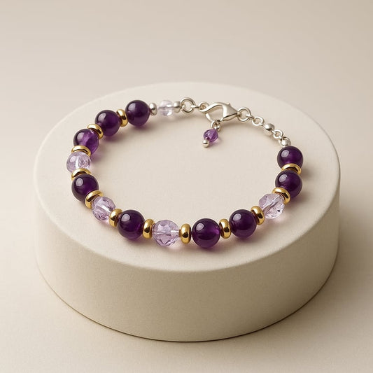 Amethyst Purple Stone Bead Bracelet