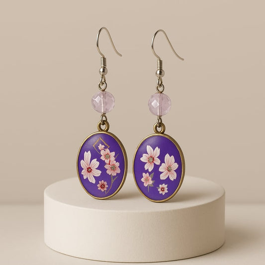 Flower Resincrete Earrings 2.5"