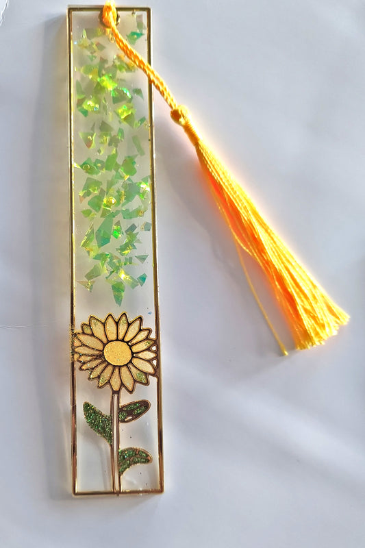 Bright Yellow Flower Bookmark - Handmade Resin with Tassel