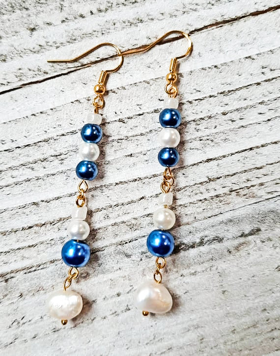 Freshwater and glass pearl earrings
