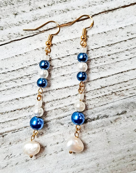 Boucles d'oreilles perles d'eau douce et perles de verre