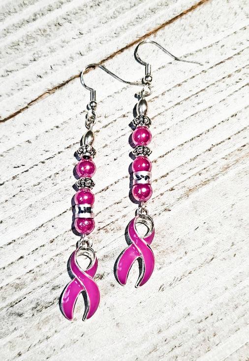 Awareness purple enamel ribbon charm Earrings - Image #1